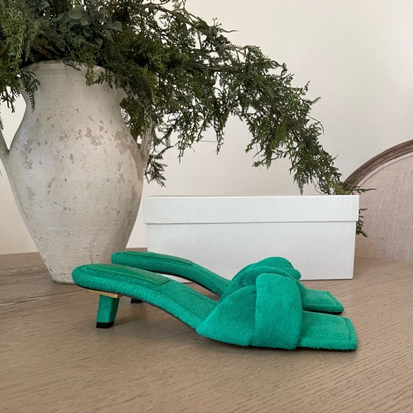 Good American Terry Kickstand Mules - Green Terry - Picture 7 of 8